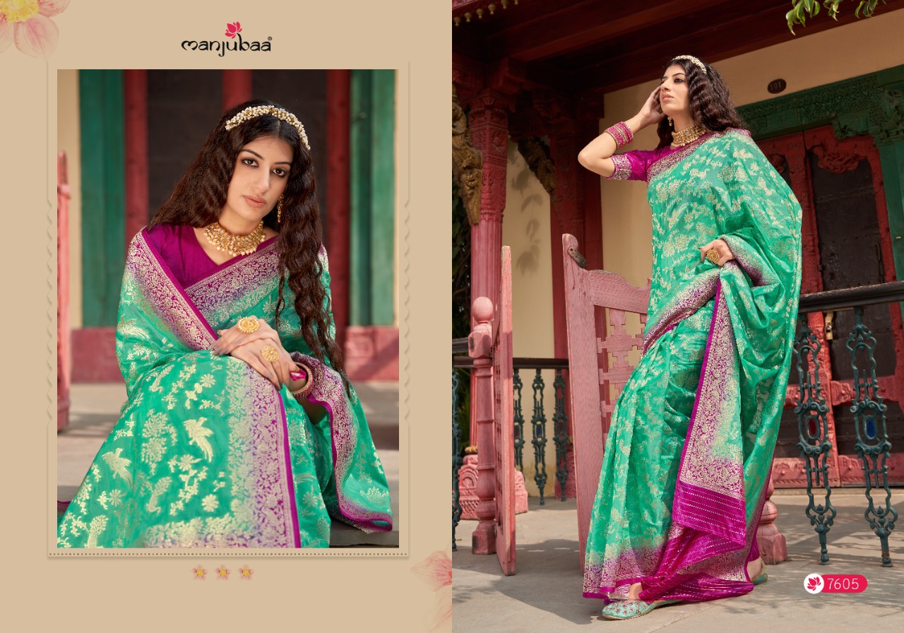 manjubaa manohari silk 7600  silk astonishing saree catalog
