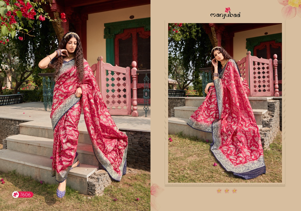 manjubaa manohari silk 7600  silk astonishing saree catalog