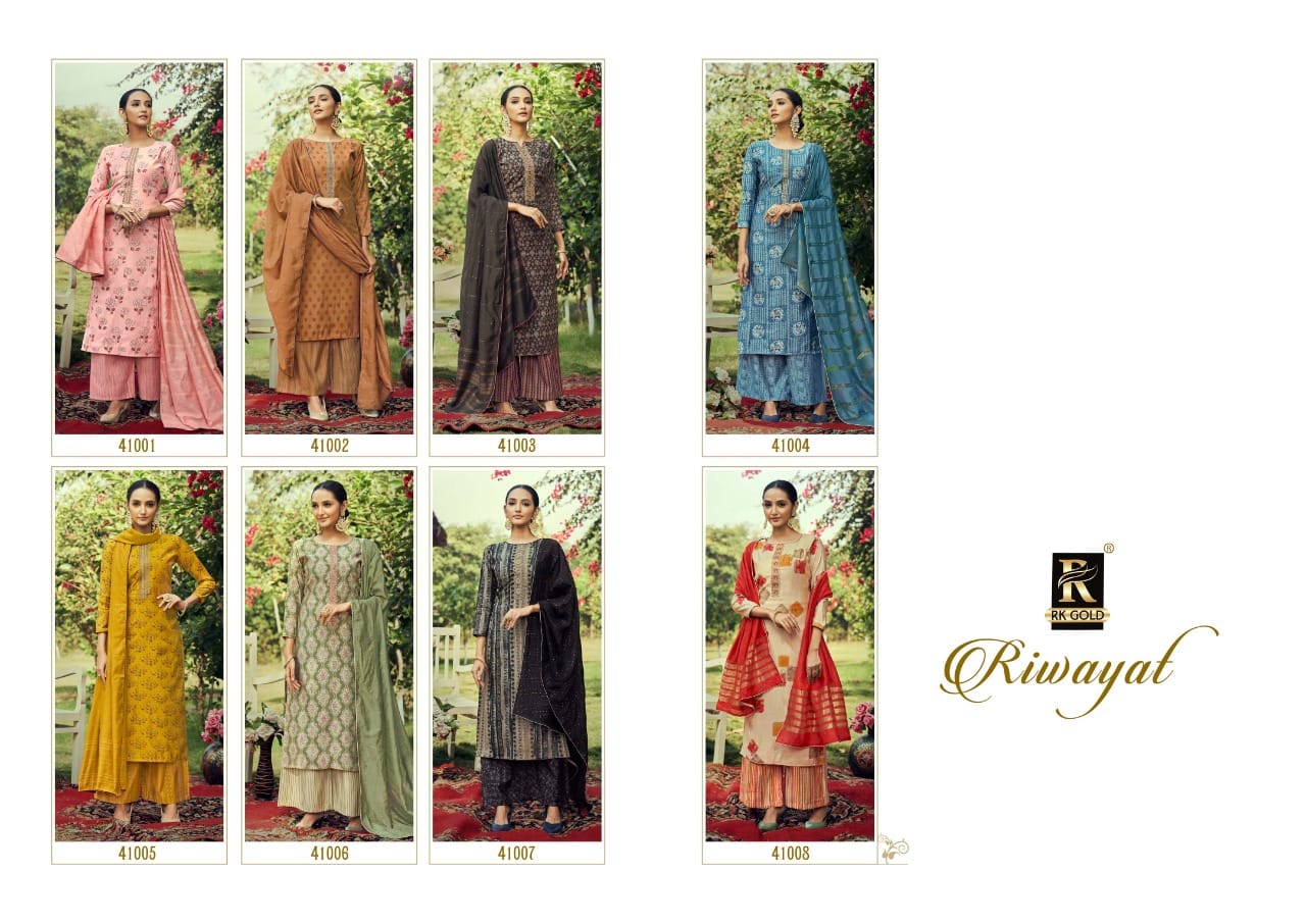 RK GOLD  riwayat chanderi attractive look salwar suit catalog