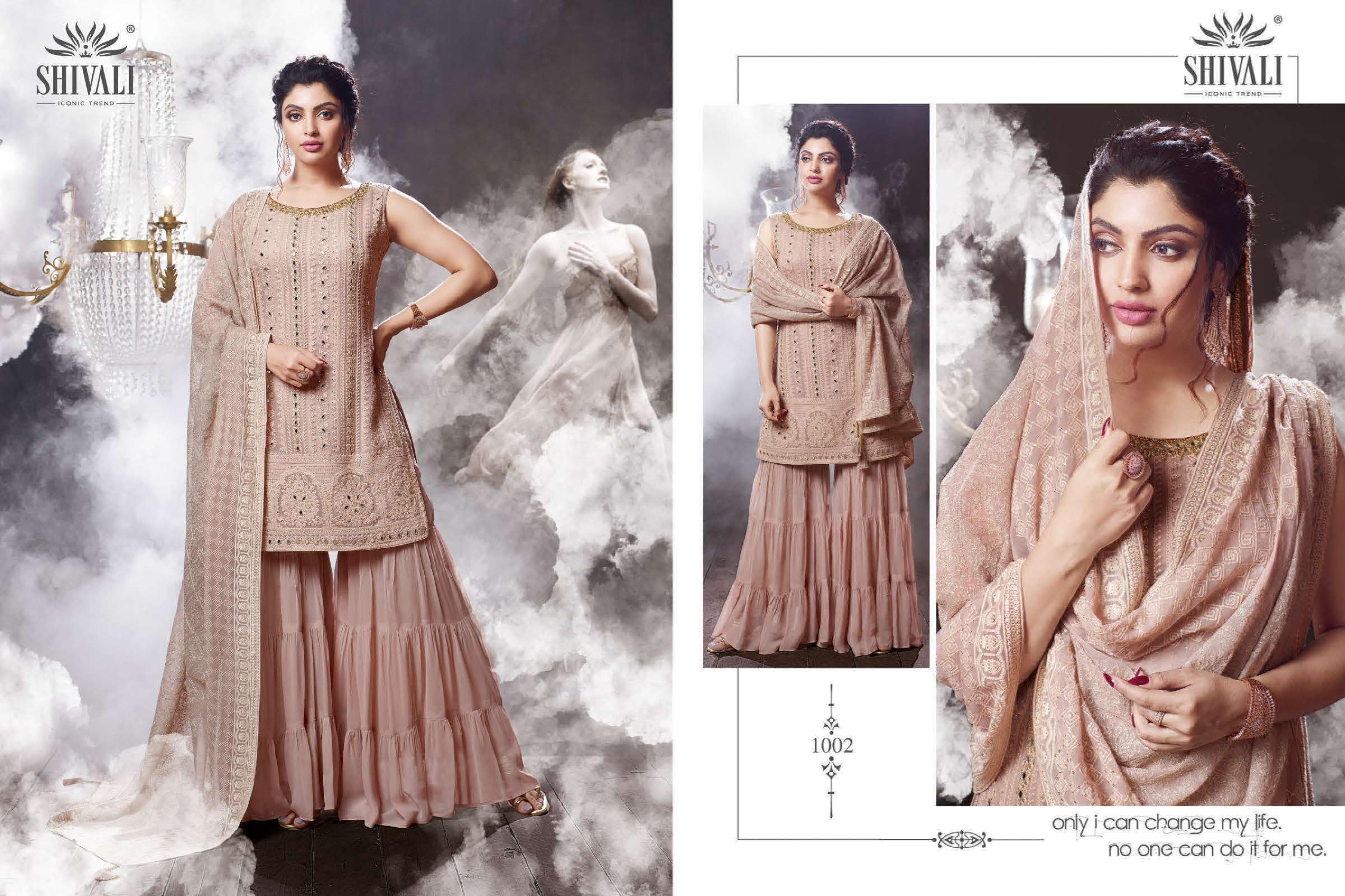 shivali fashion Nooraniyat Georgettes gorgeous look Luckhnawi Gararas catalog