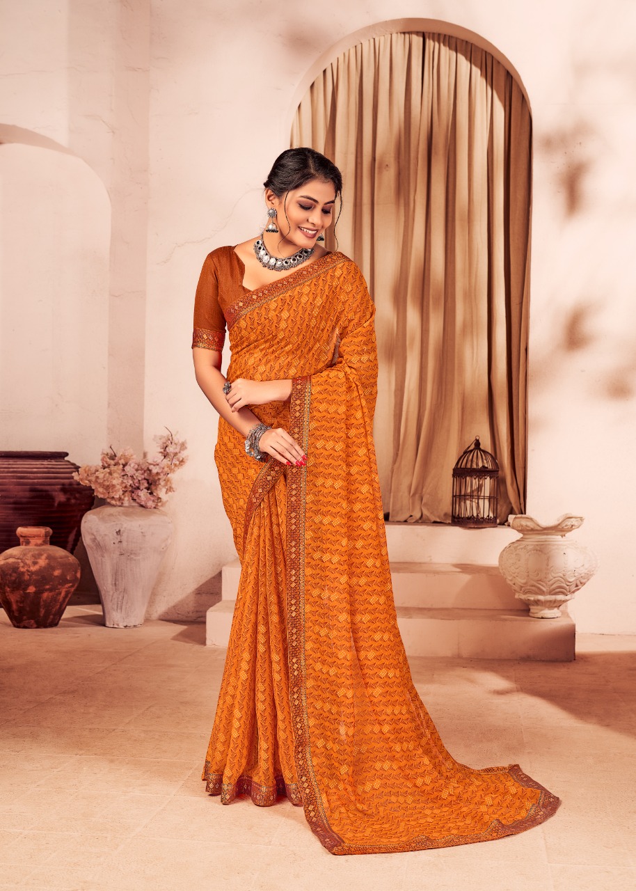 Vallabhi print prity georgette  regal look saree catalog