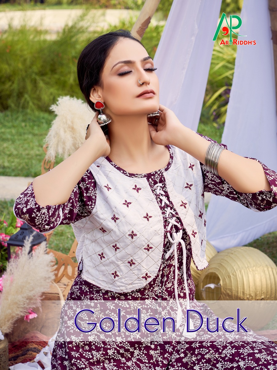 atriddhs golden duck rayon innovative look kurti catalog