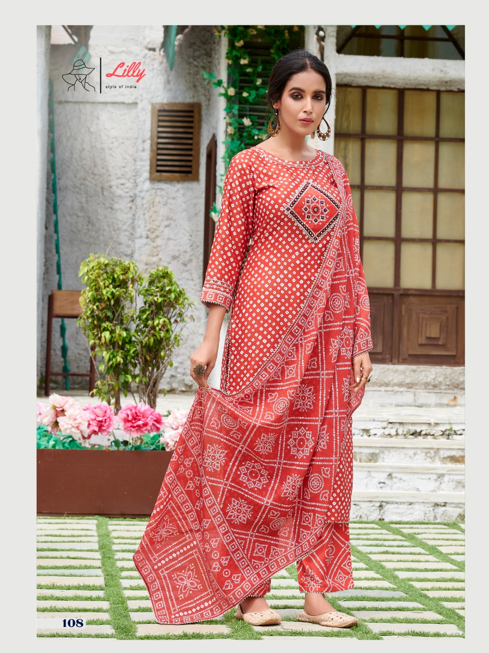 lilly style of india Basant linen cotton new and modern style top pent with dupatta catalog