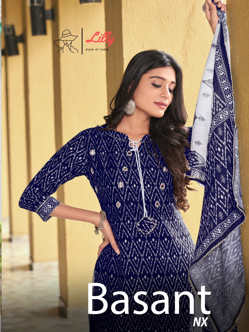 lilly style of india Basant nx linen cotton new and modern style top pent with dupatta catalog