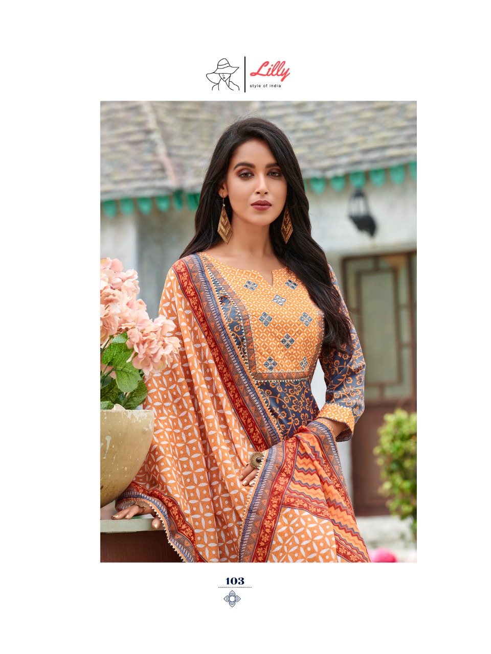 lilly style of india Basant nx linen cotton new and modern style top pent with dupatta catalog