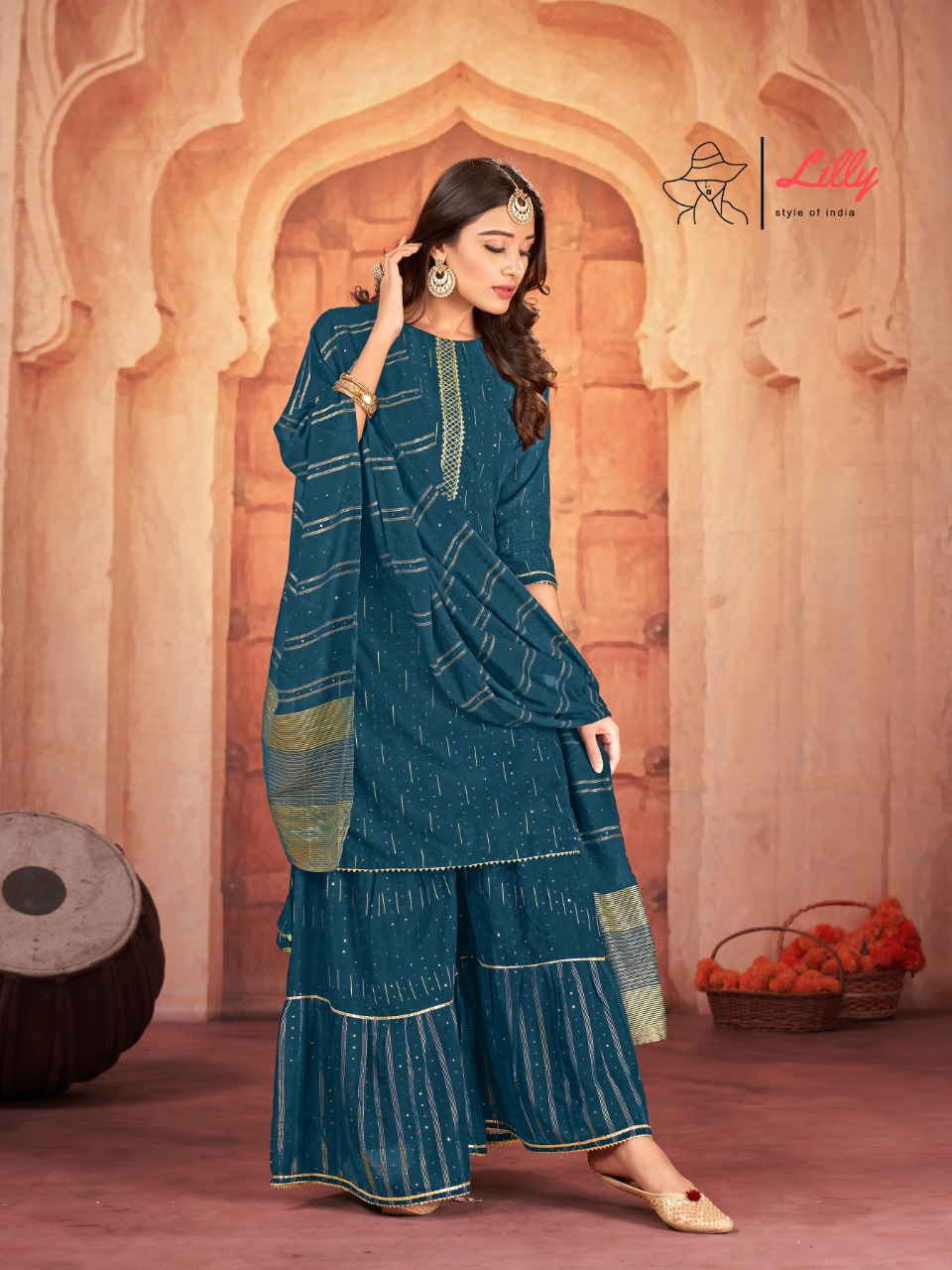 lilly style of india pick and choose elegant look Kurti sharara dupatta size set