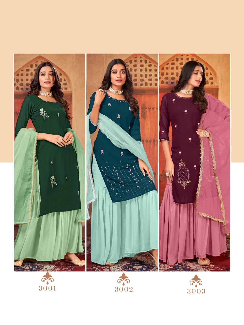 lilly style of india pick and choose elegant look Kurti sharara dupatta size set