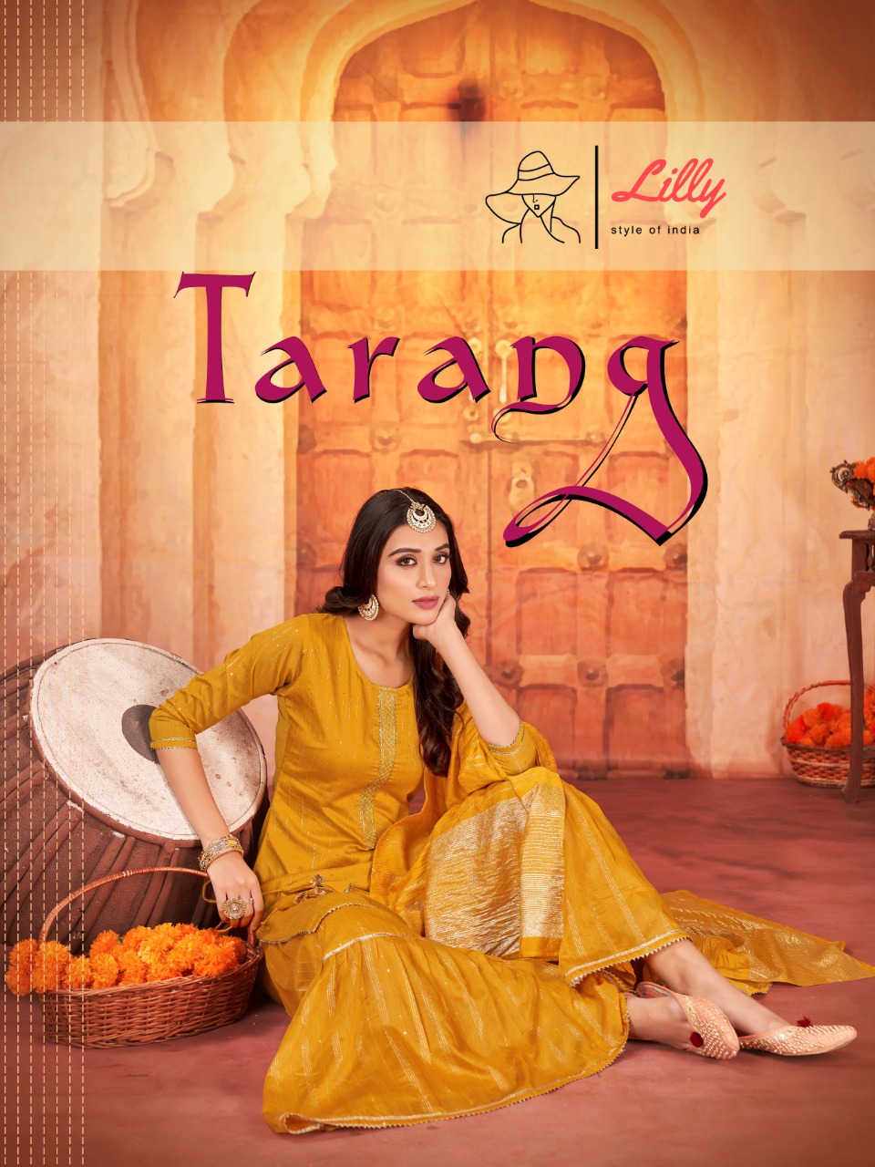 lilly style of india tarang viscose graceful look top with sarara and dupatta catalog
