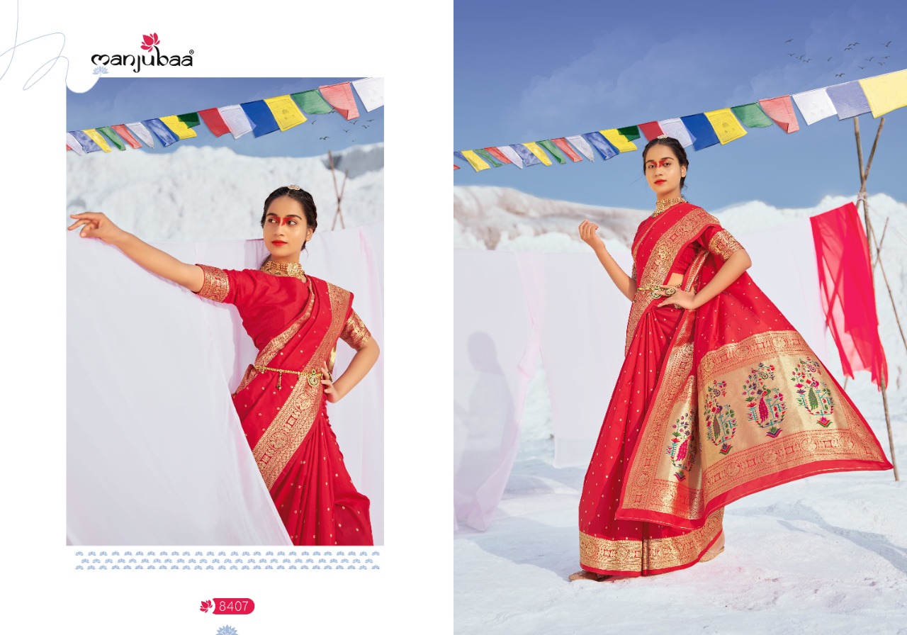 manjubaa malani paithani 8400 silk graceful look saree catalog