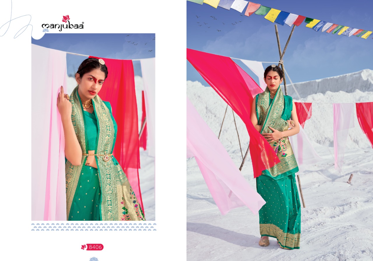 manjubaa malani paithani 8400 silk graceful look saree catalog