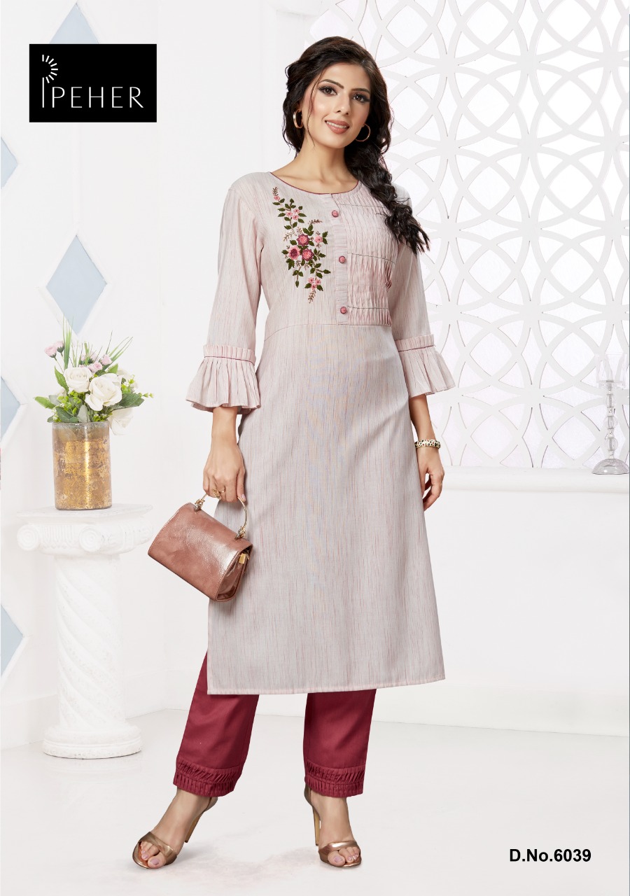 Peher Pick and Choose d no 6039 cotton elegant look kurti bottom size set