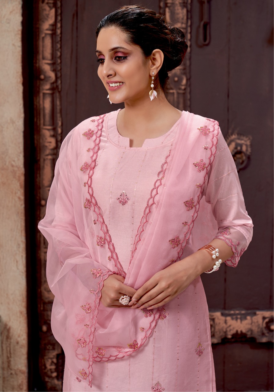 pink mirror pastels viscose new and modern style top bottom with dupatta catalog