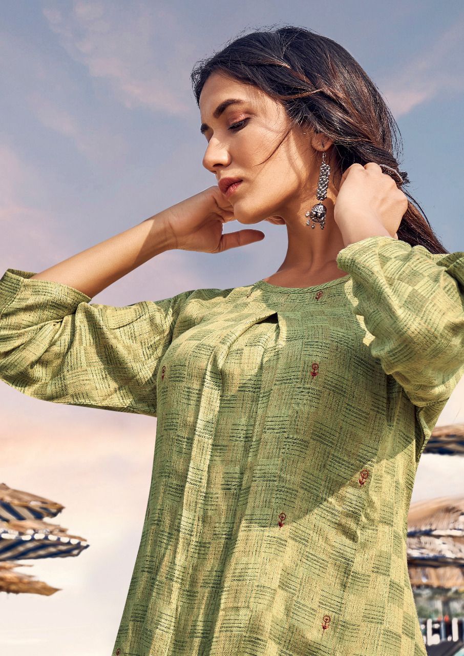 riya designer Cruze Woolen Checks Weaving modern look top catalog