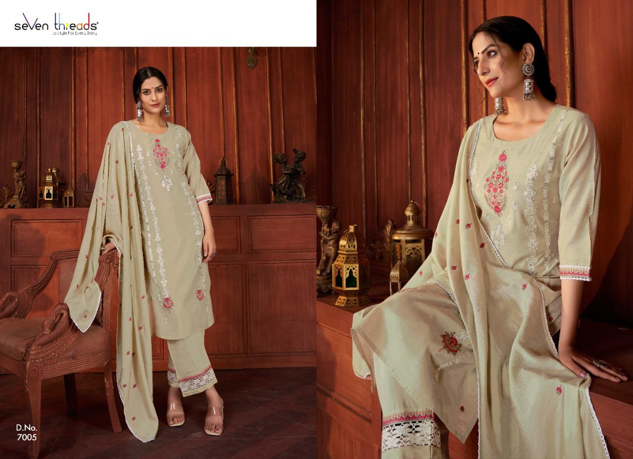 seven threads satrangi lucknowi cotton viscose innovative look kurti pant with dupatta catalog