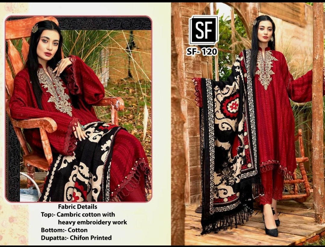 sf presents sf 120 cotton decent embroidary look salwar suit single