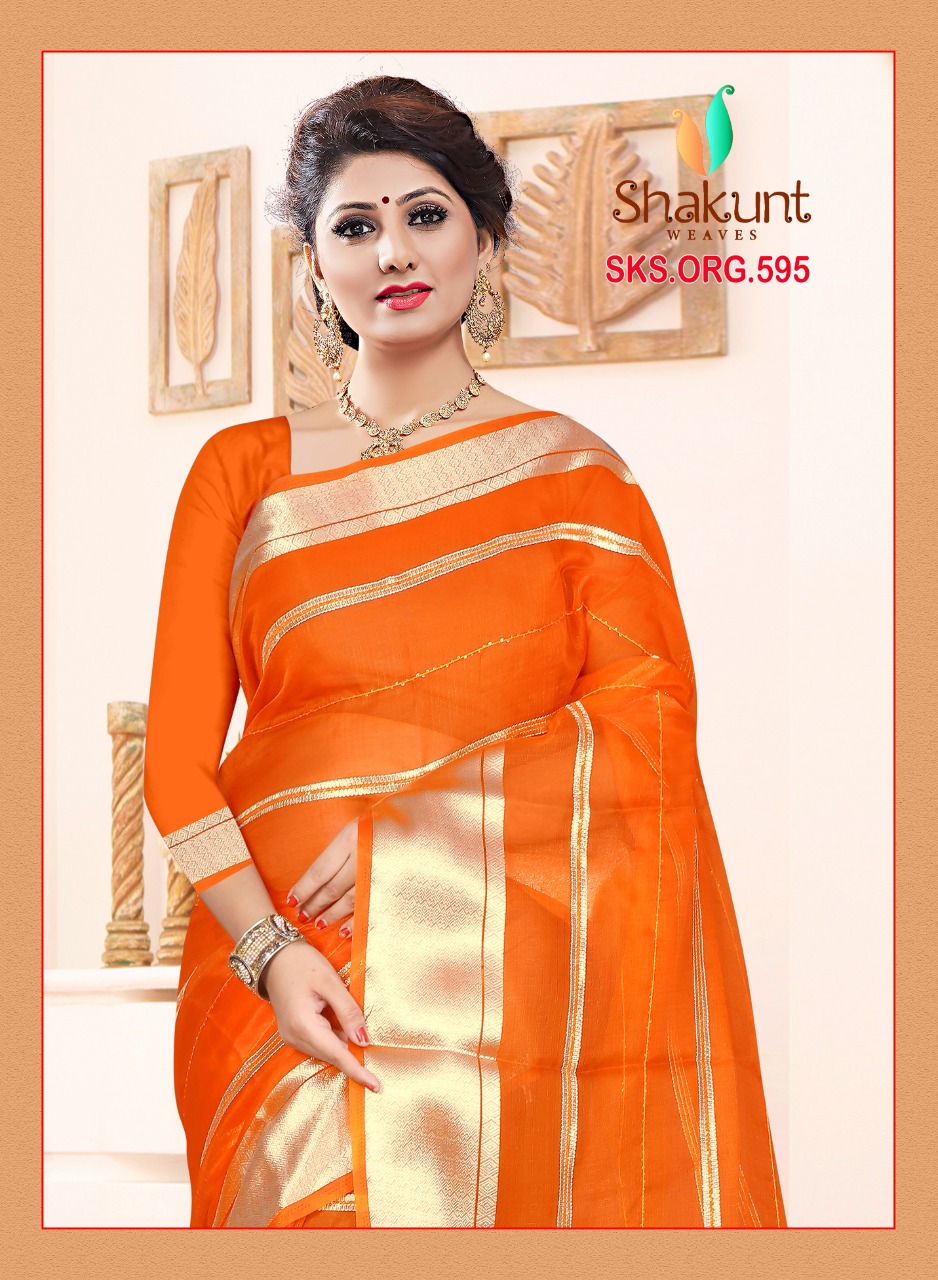 shakunt weaves sks org 595 organza exclusive look saree catalog
