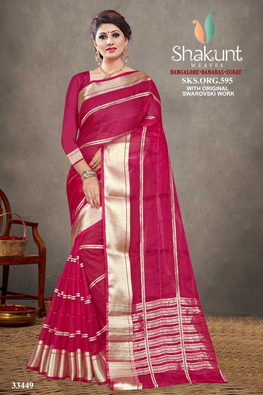 shakunt weaves sks org 595 organza exclusive look saree catalog