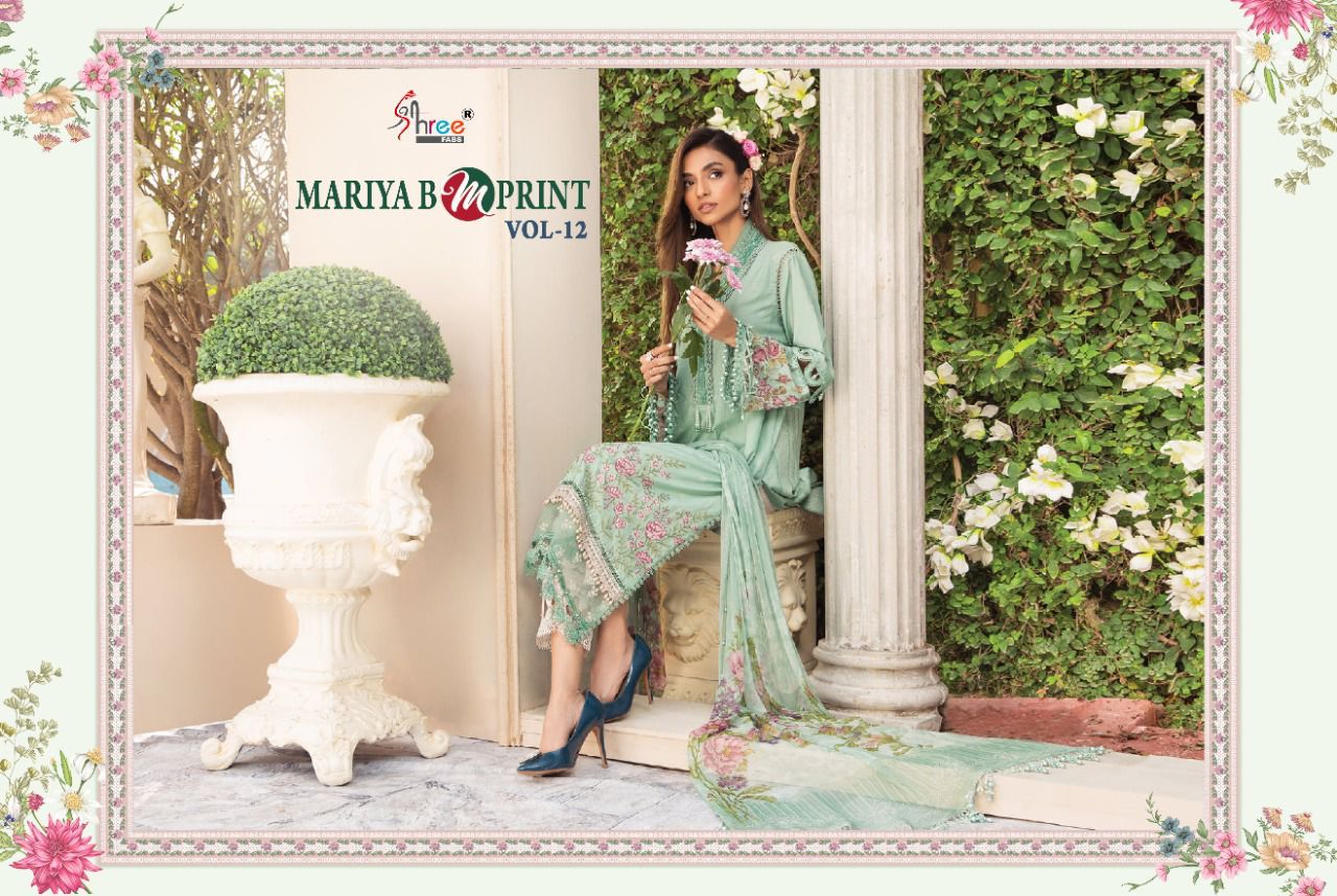 shree fab mariya b m print vol 12 cotton innovative print salwar suit with cotton dupatta catalog