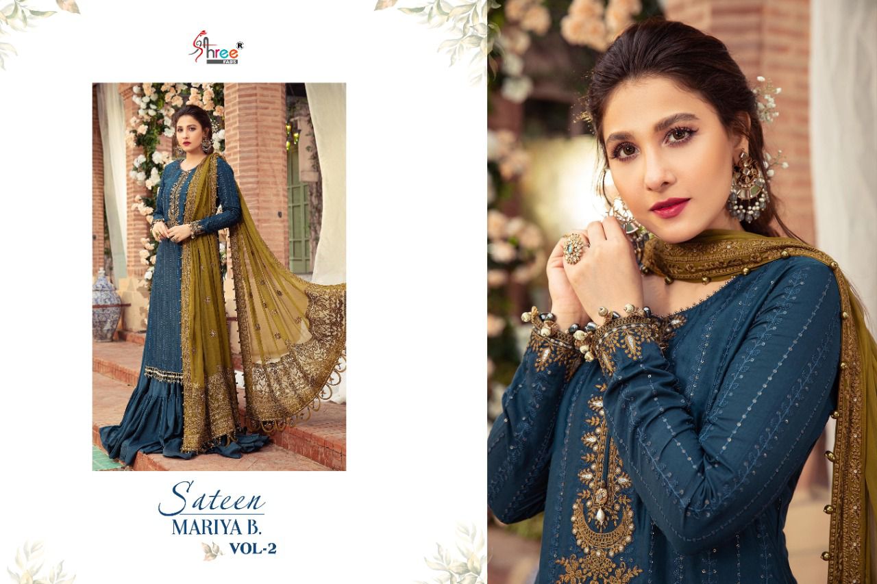 shree fab sateen mariya b vol 2 cotton authentic fabric salwar suit catalog