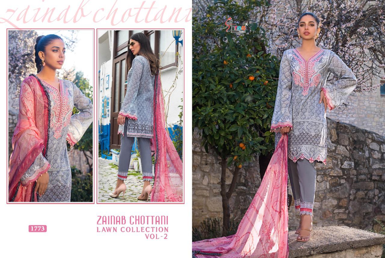 shree fab zainab chottani lawn collection vol 2 lawan cotton decent look salwar suit with siffon dupatta catalog