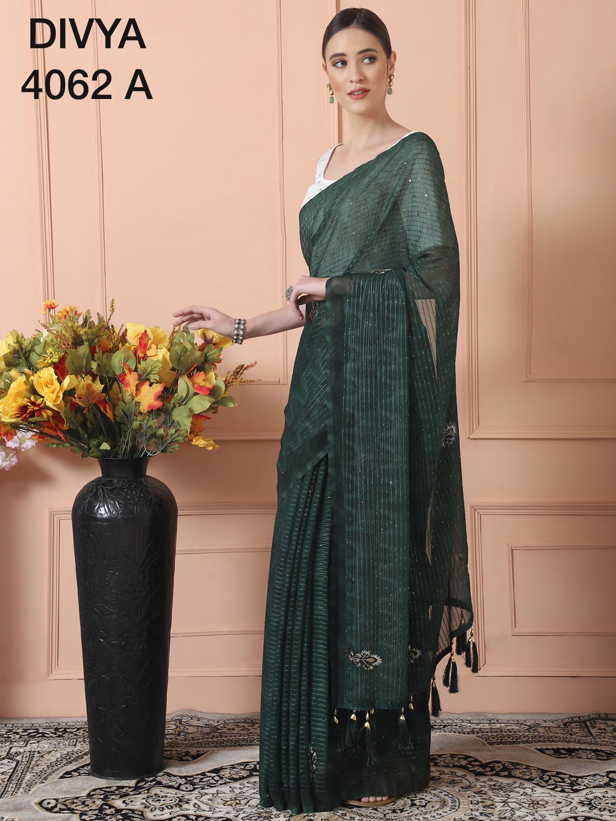 the style divya 4062 turkey gerogette decent look saree catalog