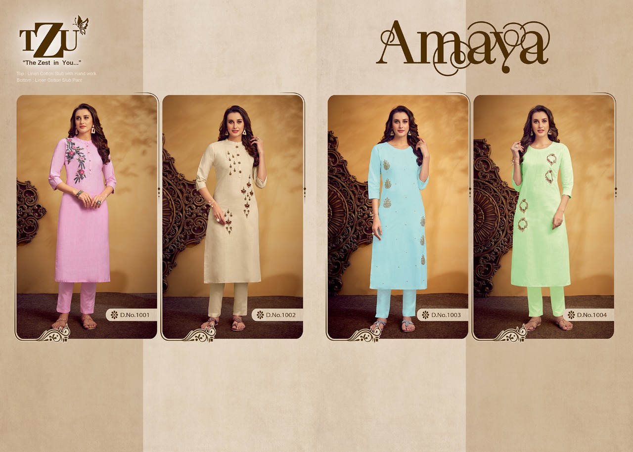 tzu amaya 1001 to 1004 linen cotton new and modern style top bottom catalog
