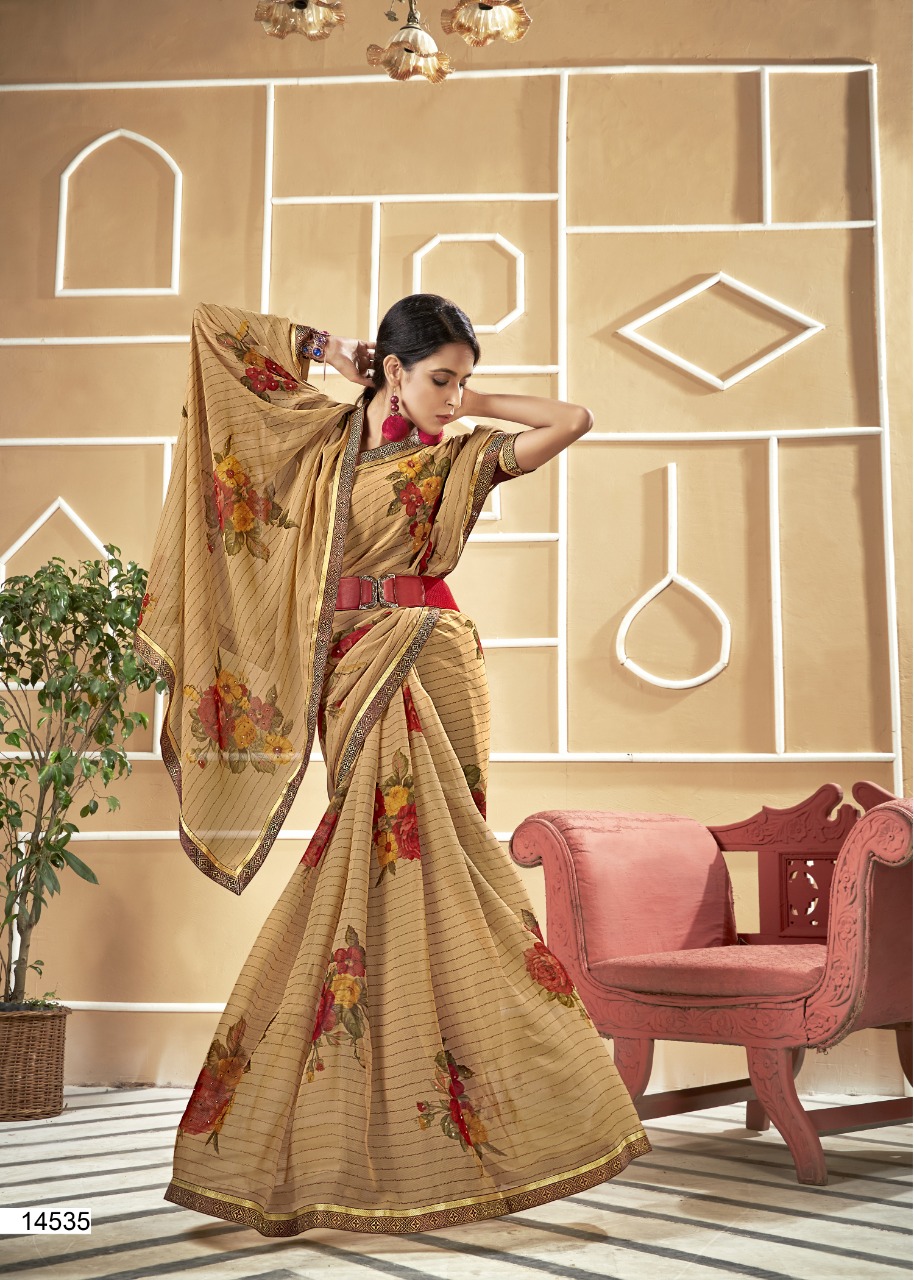 vallabhi print miniflora chiffon astonishing saree catalog
