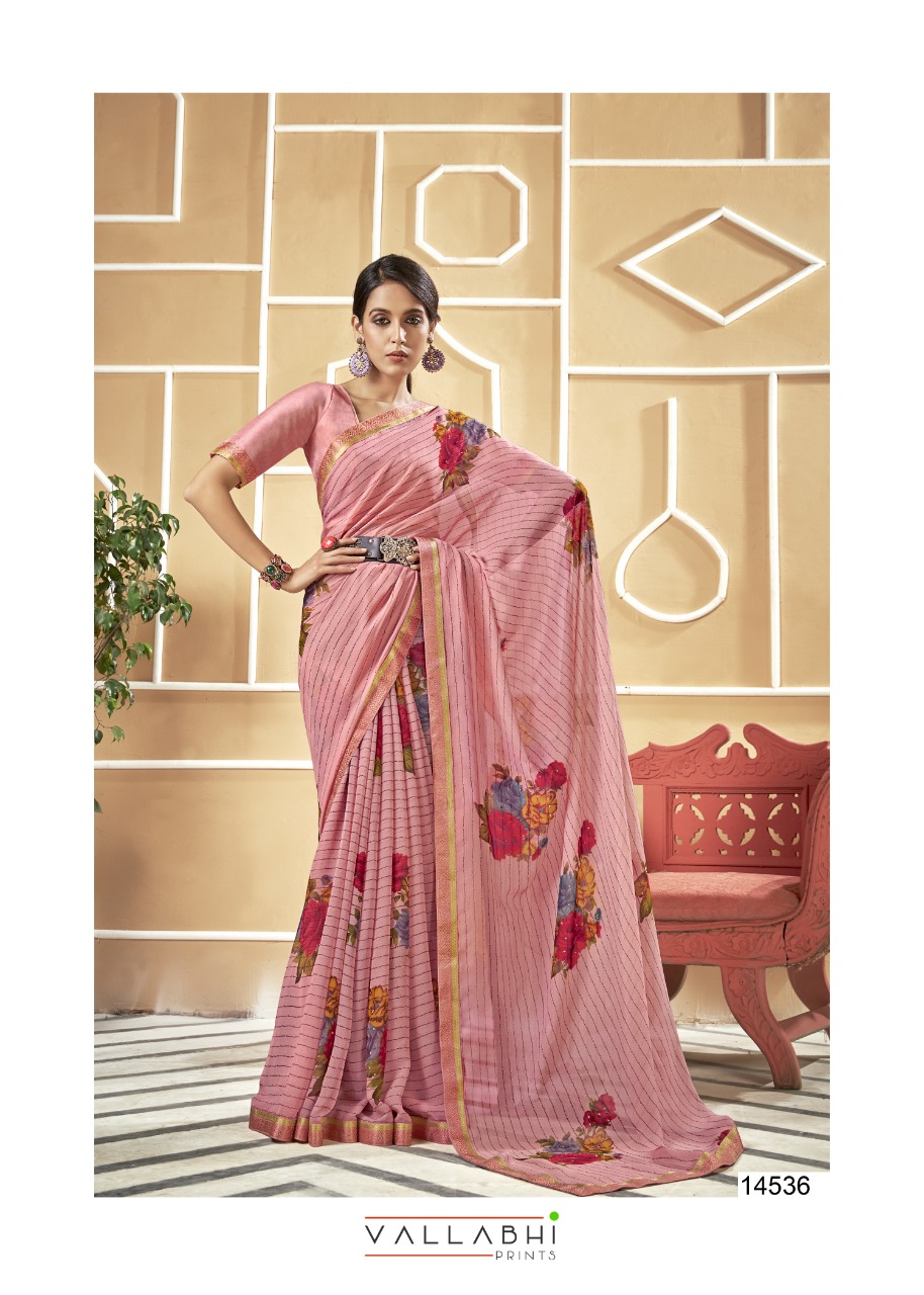vallabhi print miniflora chiffon astonishing saree catalog