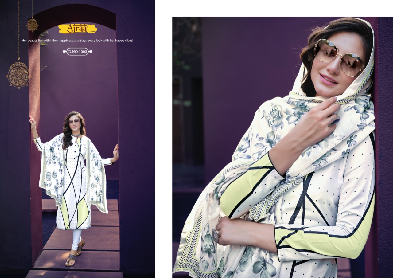 ajraa shanaya cotton authentic fabric salwar suit catalog