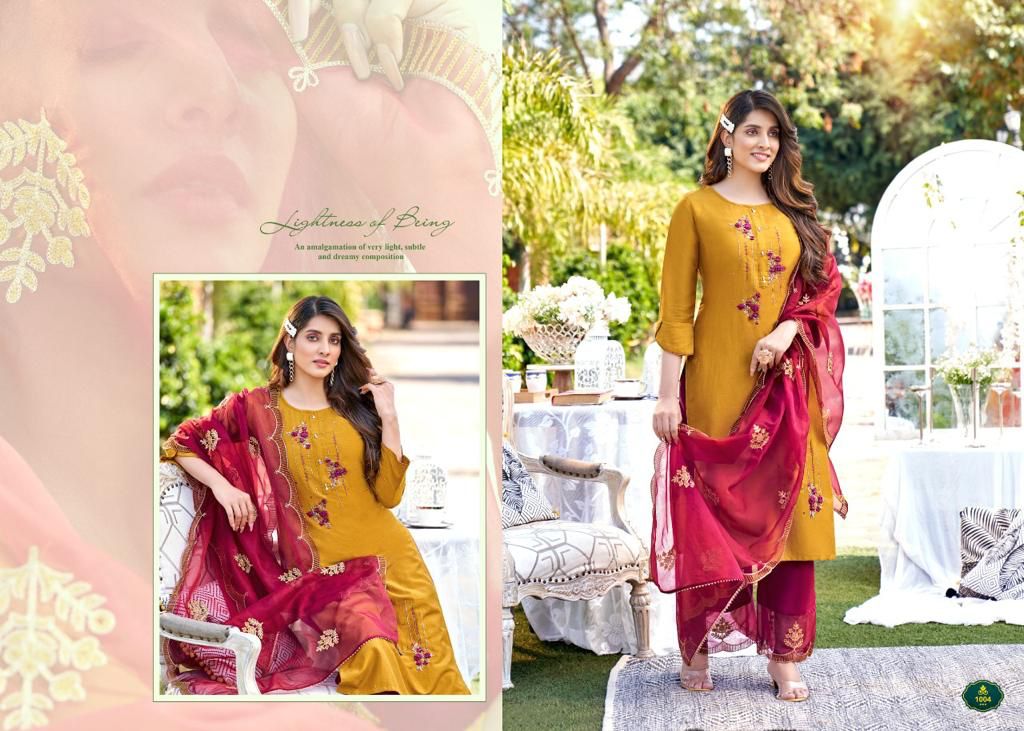 amaaya garments swara silk innovative look kurti pant with dupatta catalog