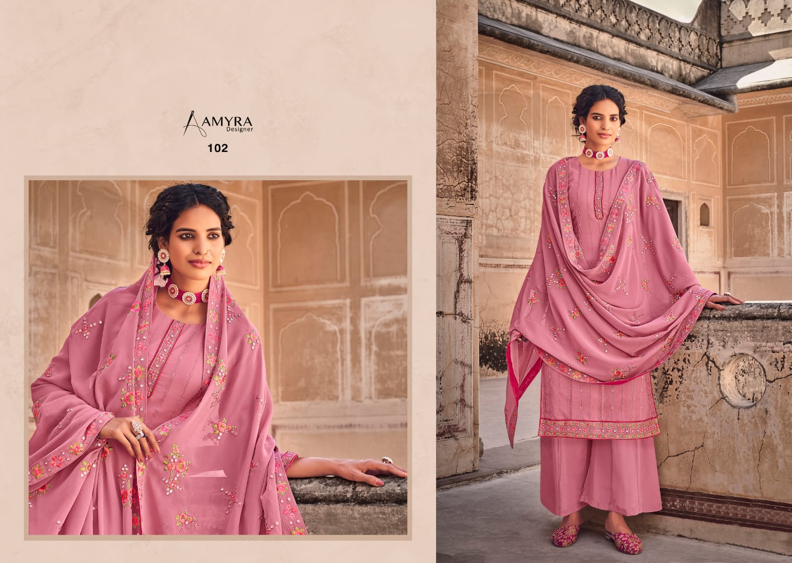 amyra designer dream georgette graceful look salwar suit catalog