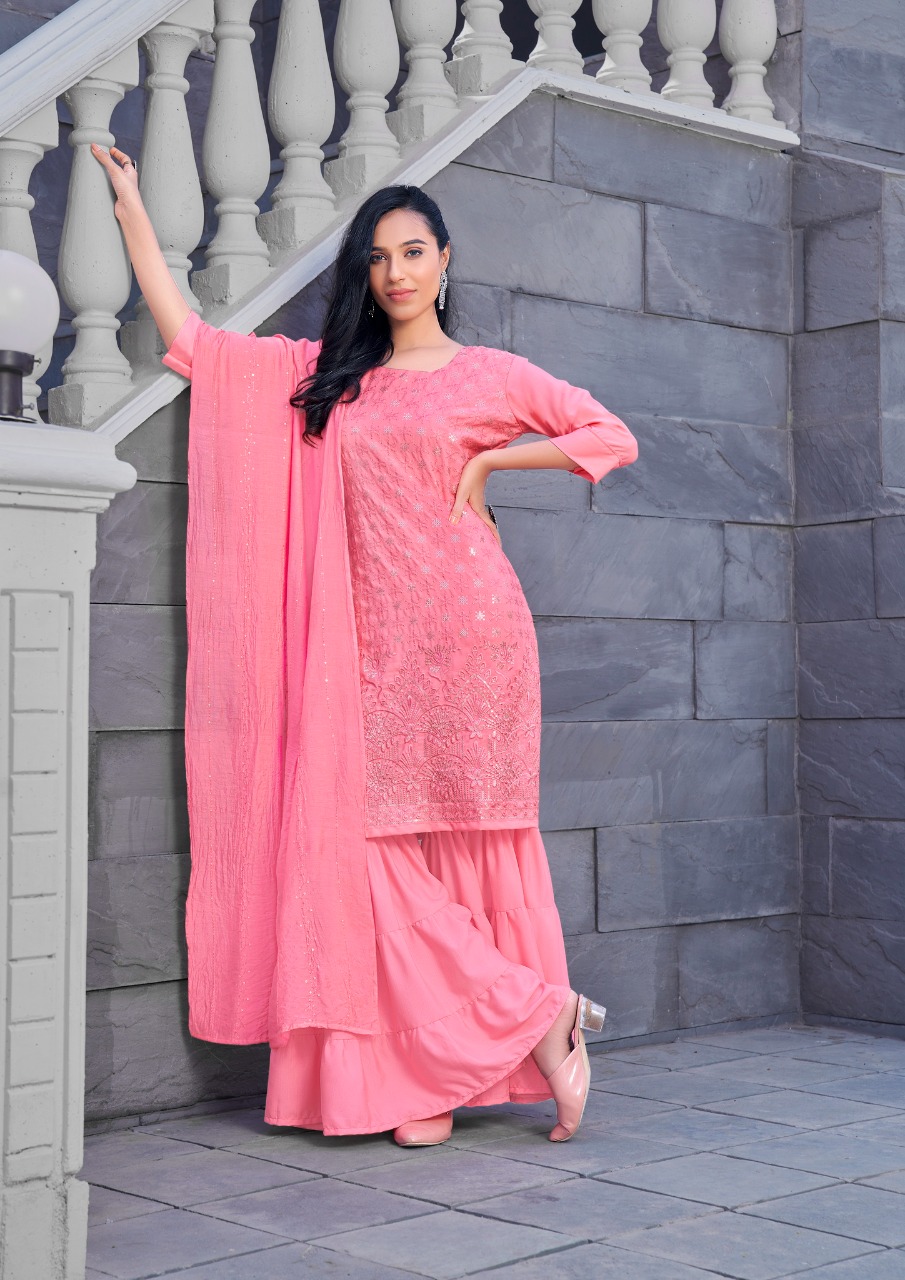 anieya fashion kavya vol 1 georgette catchy look kurti sharara with dupatta catalog