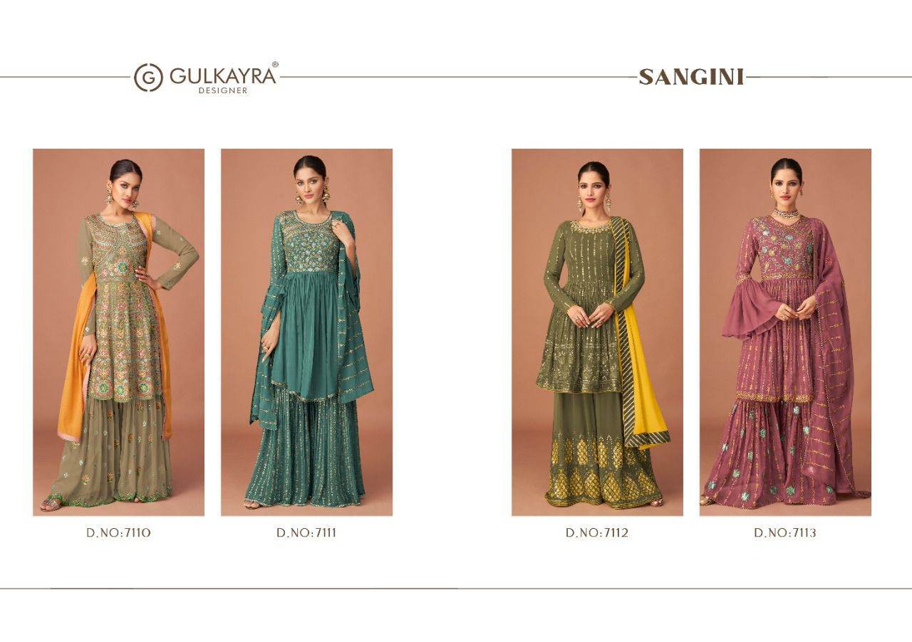 gulkayra disigner sangini georgette astonishing look salwar suit catalog