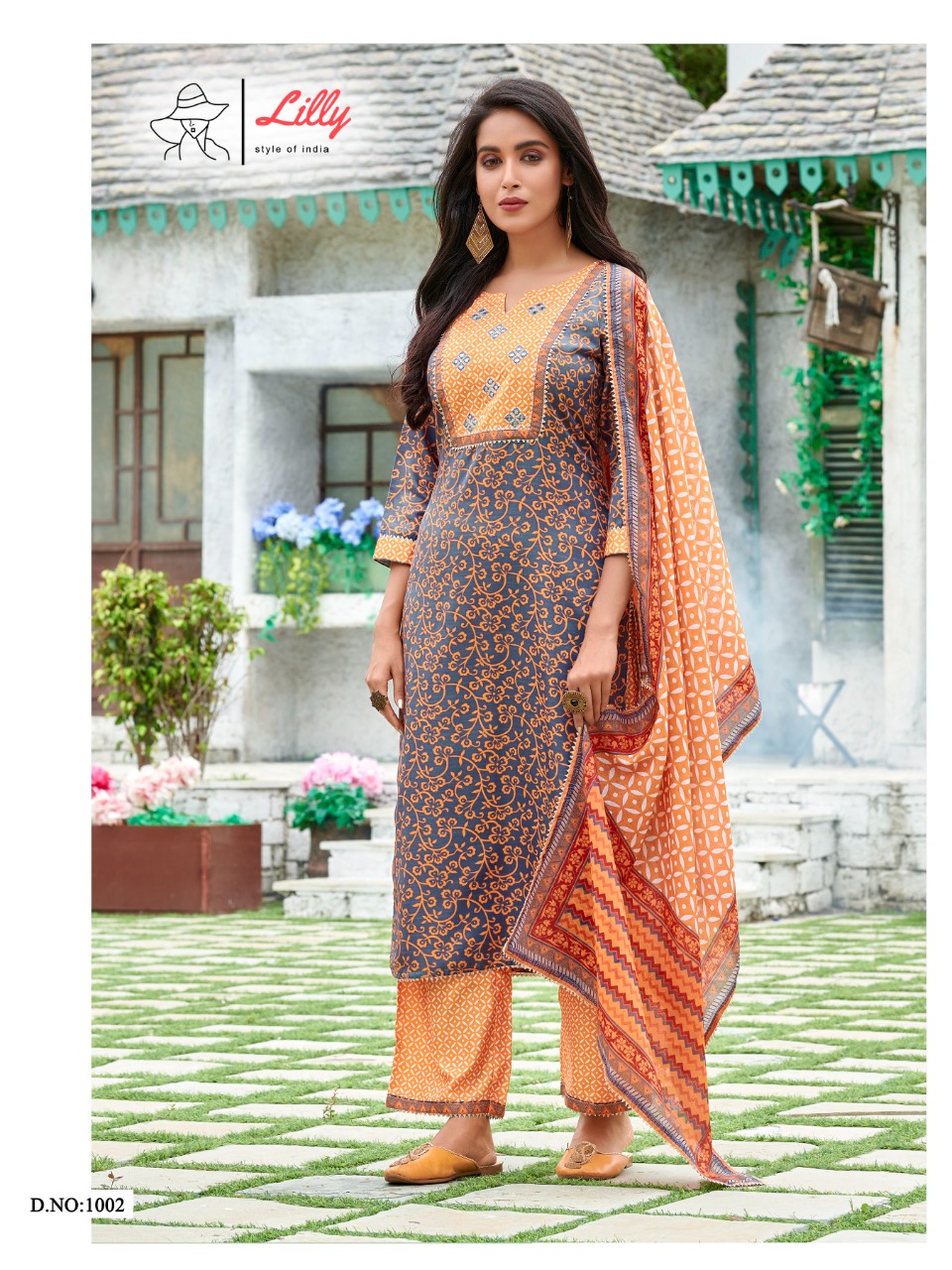 lilly style of india pushpa linen cotton new and modern style top pent with dupatta catalog