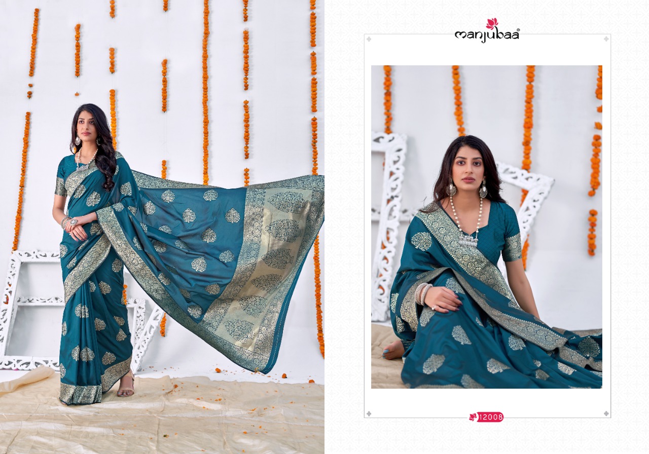manjubaa Maaisha Silk 4 12000 Series 12001 TO 12009 Banarasi silk heavy look saree catalog