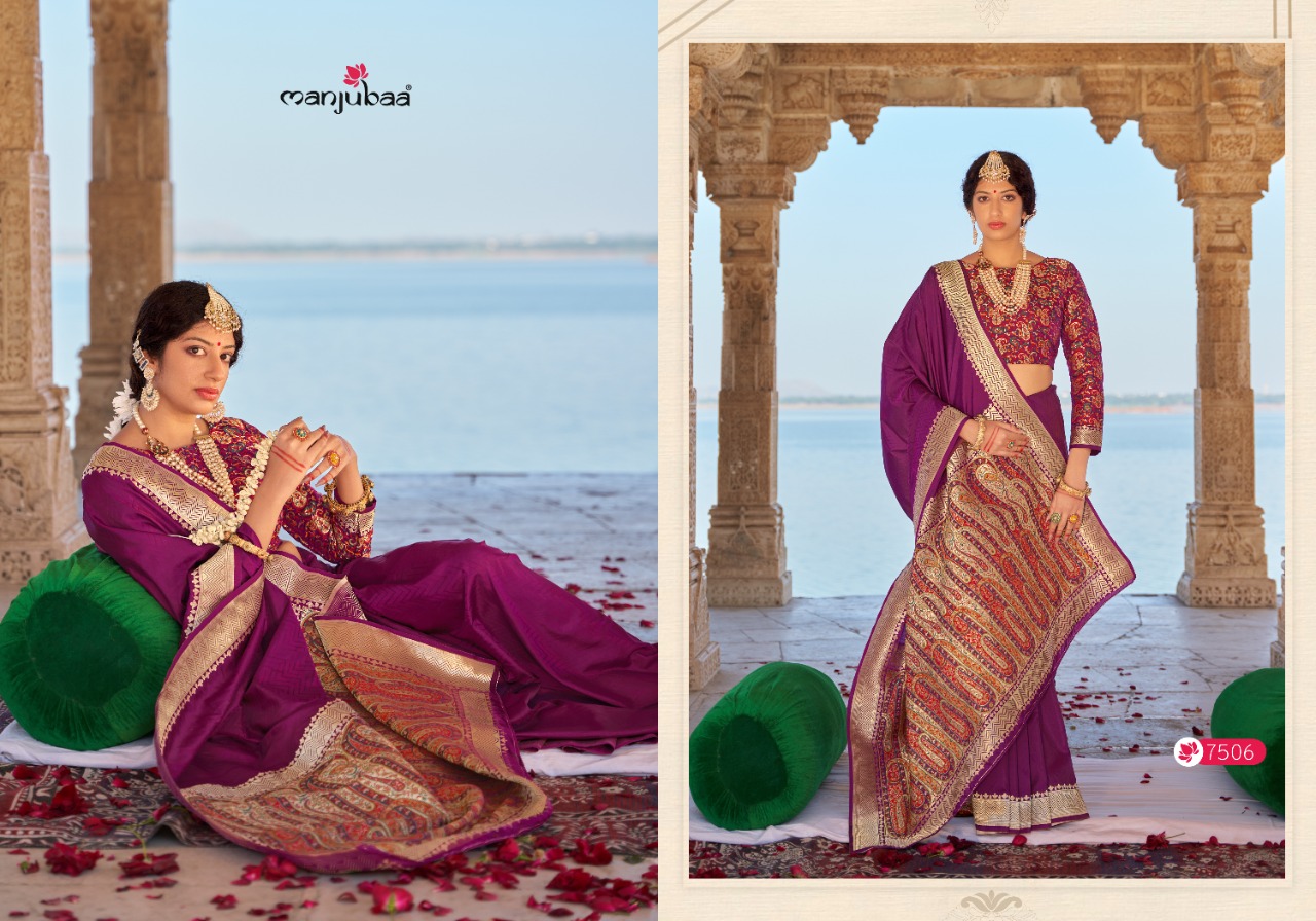manjubaa mahakashi silk 7500 silk festive look saree catalog