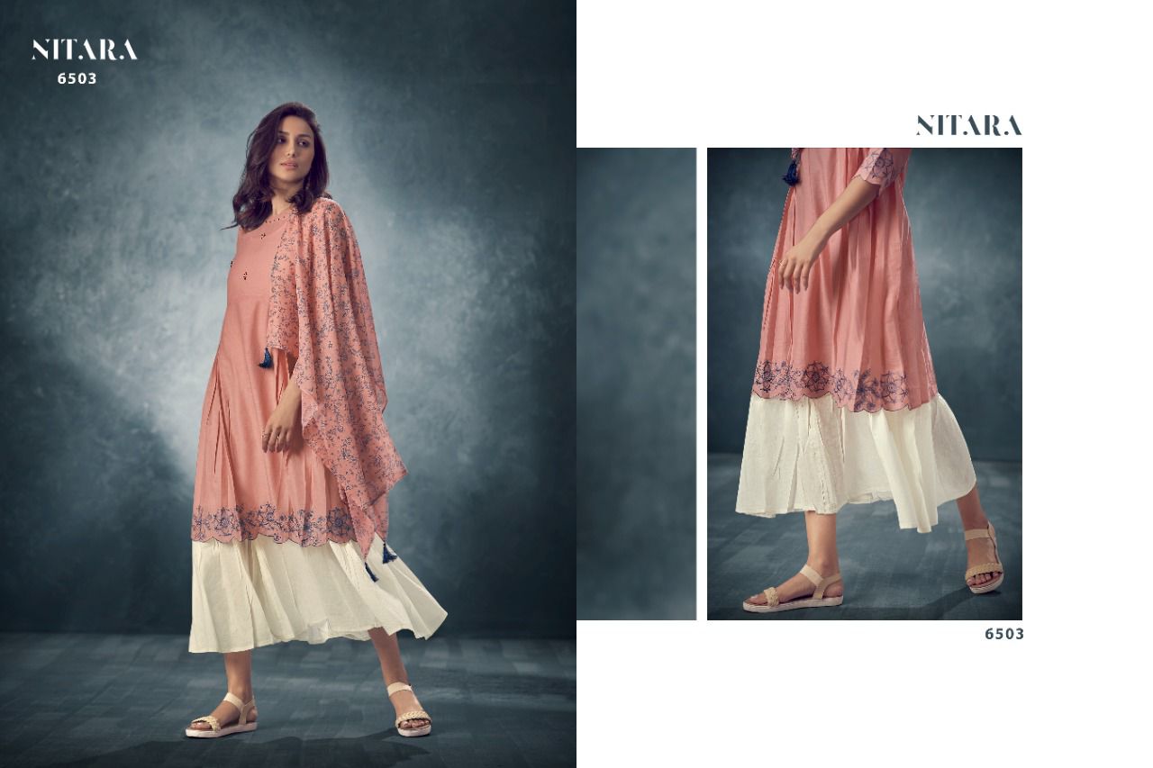 nitara seher cotton mal new and modern style gown Kurti Scarf catalog