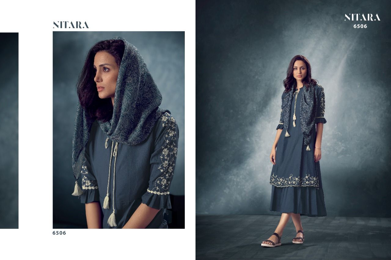 nitara seher cotton mal new and modern style gown Kurti Scarf catalog