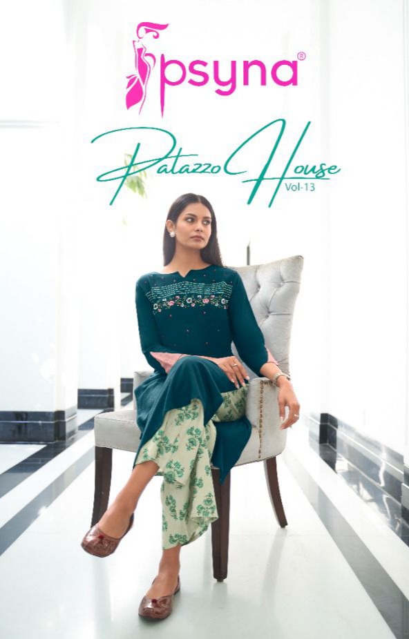 Psyna plazzo house 13 rayon regal look top with bottom catalog