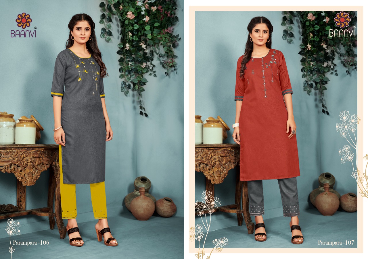 r studio Baanvi parampara vol 1 cotton regal look kurti with pant catalog