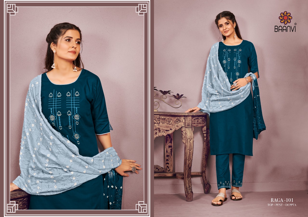 r studio Baanvi raga cotton regal look kurti with pant and dupatta catalog