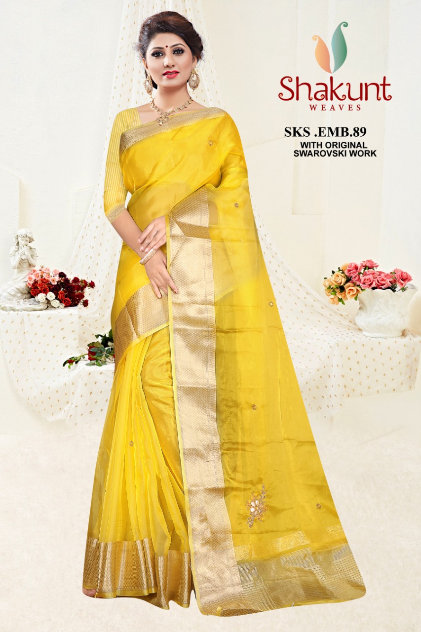 shakunt sks emb 89 With Embroidery Work regal look saree catalog