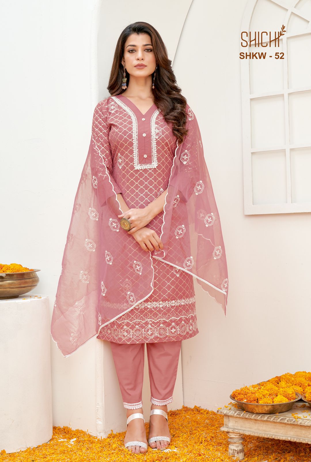 shichi indo fashion khwab cotton catchy look top bottom with dupatta catalog