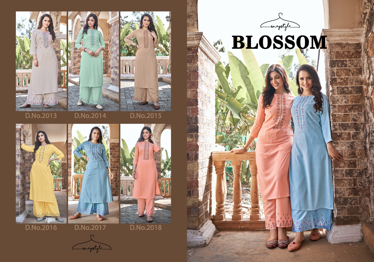 Snapstyle greetings Blossom rayon innovative look kurti with plazzo catalog
