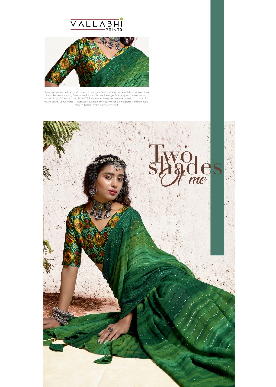 vallabhi print mandaar georgette decent look saree catalog