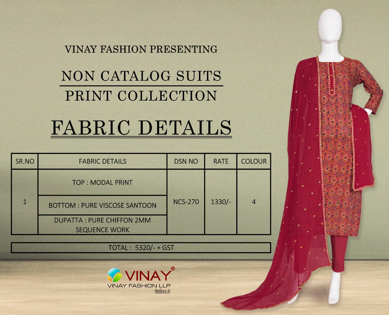 vinay fashion d no 270 modal print regal look salwar suit colour set