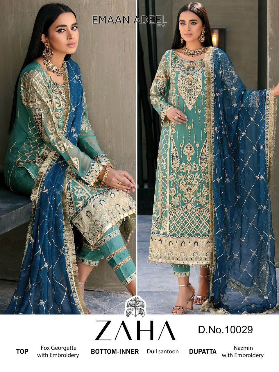 zaha emaan adeel vol 2 georgette astonishing salwar suit catalog
