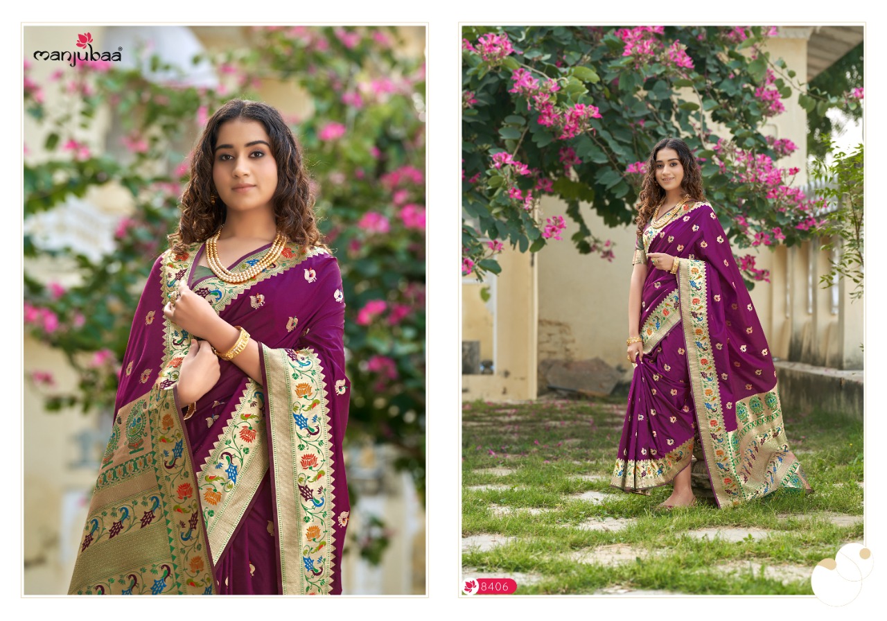 manjubaa mamata paithani 8900 silk gorgeous look saree catalog