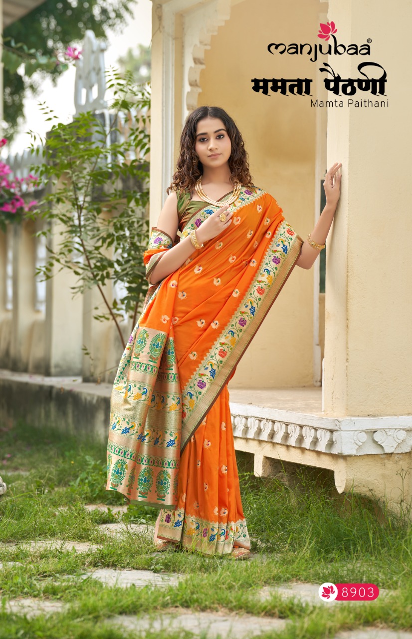manjubaa mamata paithani 8900 silk gorgeous look saree catalog