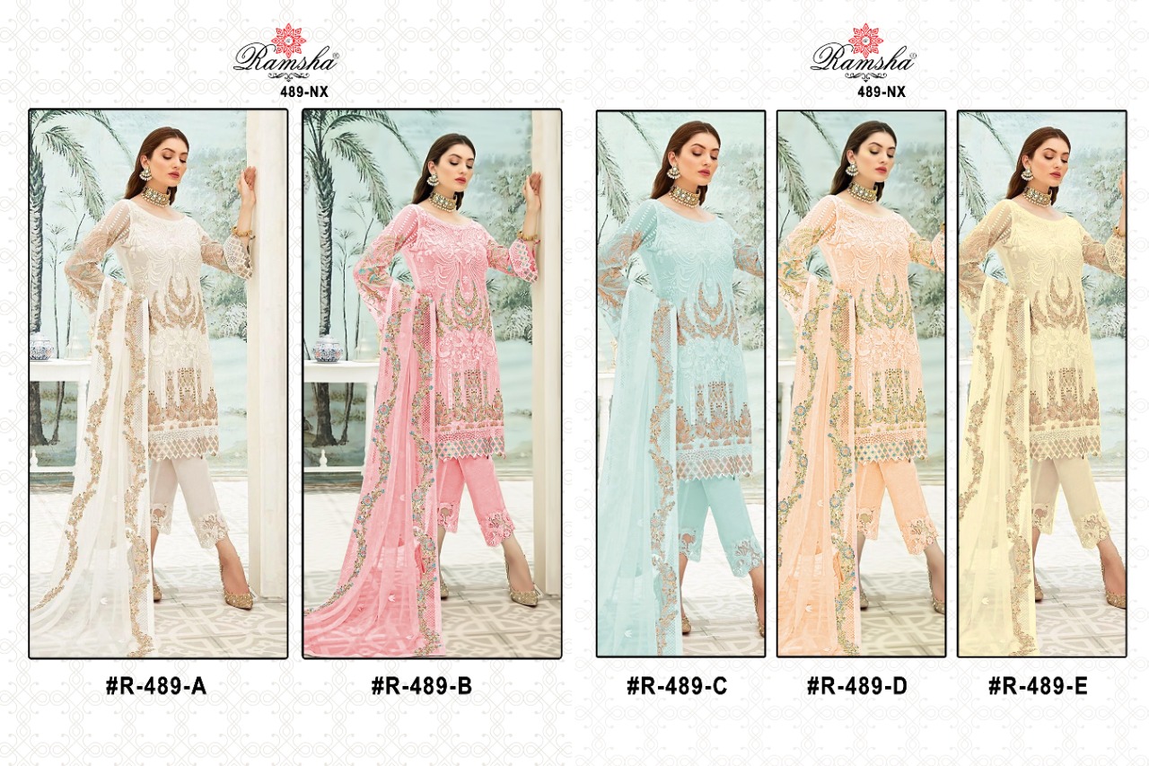 ramsha ramsha r 489 nx georgette catchy look salwar suit catalog